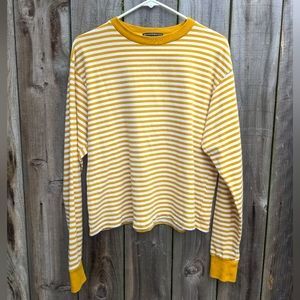 Brandy Melville Stripped Long Sleeve Top Yellow Size Large
